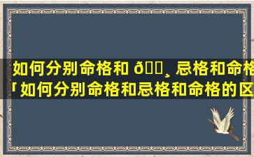 如何分别命格和 🌸 忌格和命格「如何分别命格和忌格和命格的区别」